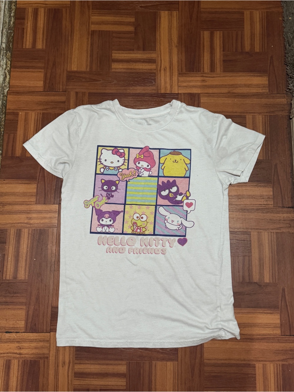 Hello Kitty Pastel Character Grid Crewneck Tee - White